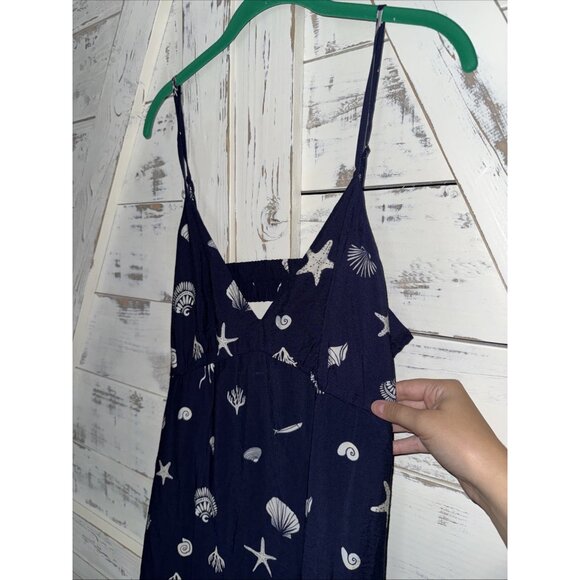 A New Day - Open Back Maxi Dress Medium- Navy Blue Seashell Print Sundress NWT - Picture 6 of 9